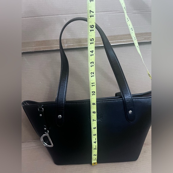 Sold LAUREN RALPH LAUREN TOTE SHOULDER BAG SAFFIANO LEATHER BLACK COLOR - Picture 9 of 13